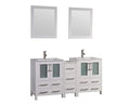 60 in. White Double Sink Vanity Cabinet with Ceramic Sink & Mirror L853806