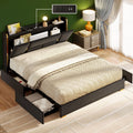 Queen Bed Frame with Storage Headboard and 4 Under-bed Drawers X1810