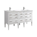 60'' Double Sink High Gloss White Vanity with White Counter Top Q31578