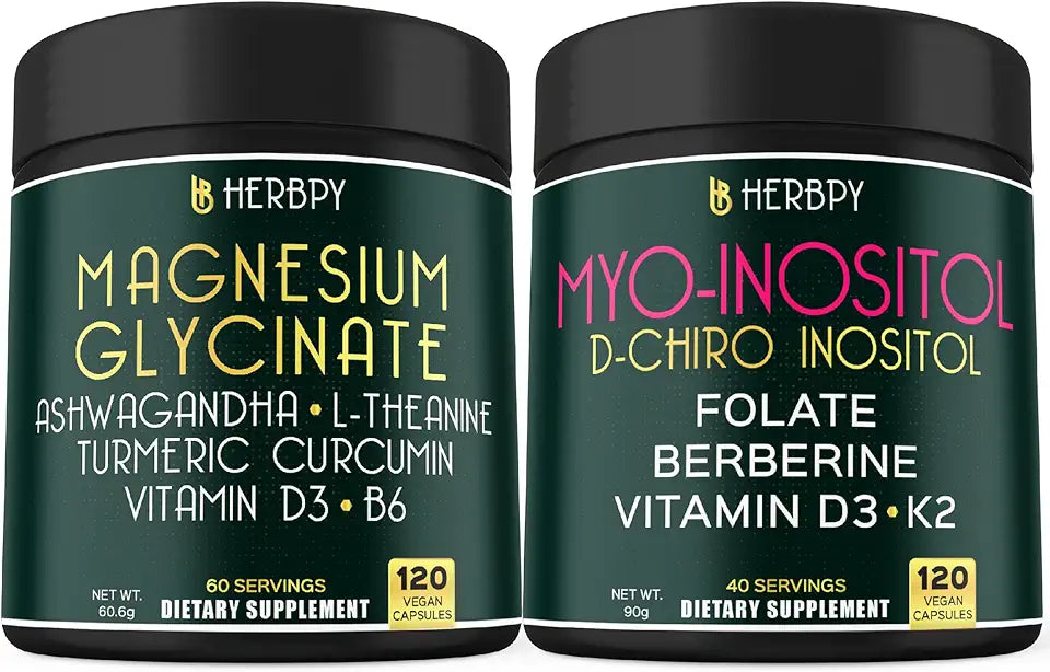 Magnesium Glycinate Ashwagandha & Myo-inositol D-Chiro Inositol Supplement 120 Count W405508