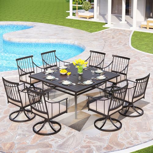 Set of 2 Beige Swivel Rocking Patio Chairs with Cushion B982449