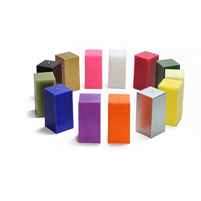 Metallic Silver Square Pillar Candle 12pcs C9083