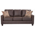 Square Arm Sofa in Pinto Brown Faux Leather with Two Accent Pillows W53424