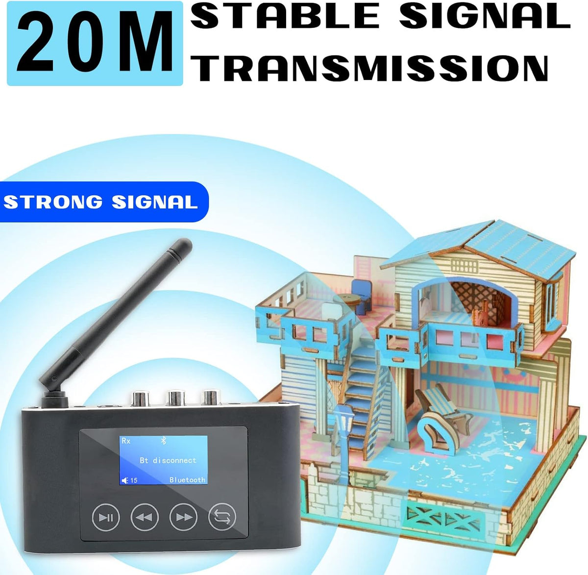 Bluetooth 5.1 Transmitter Receiver with Screen, Optical RCA AUX B593871