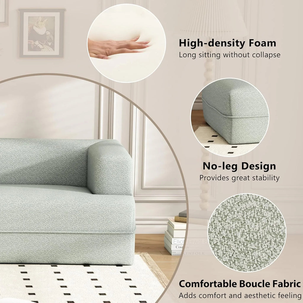 109.4" Green Boucle Curved Sofa K73368
