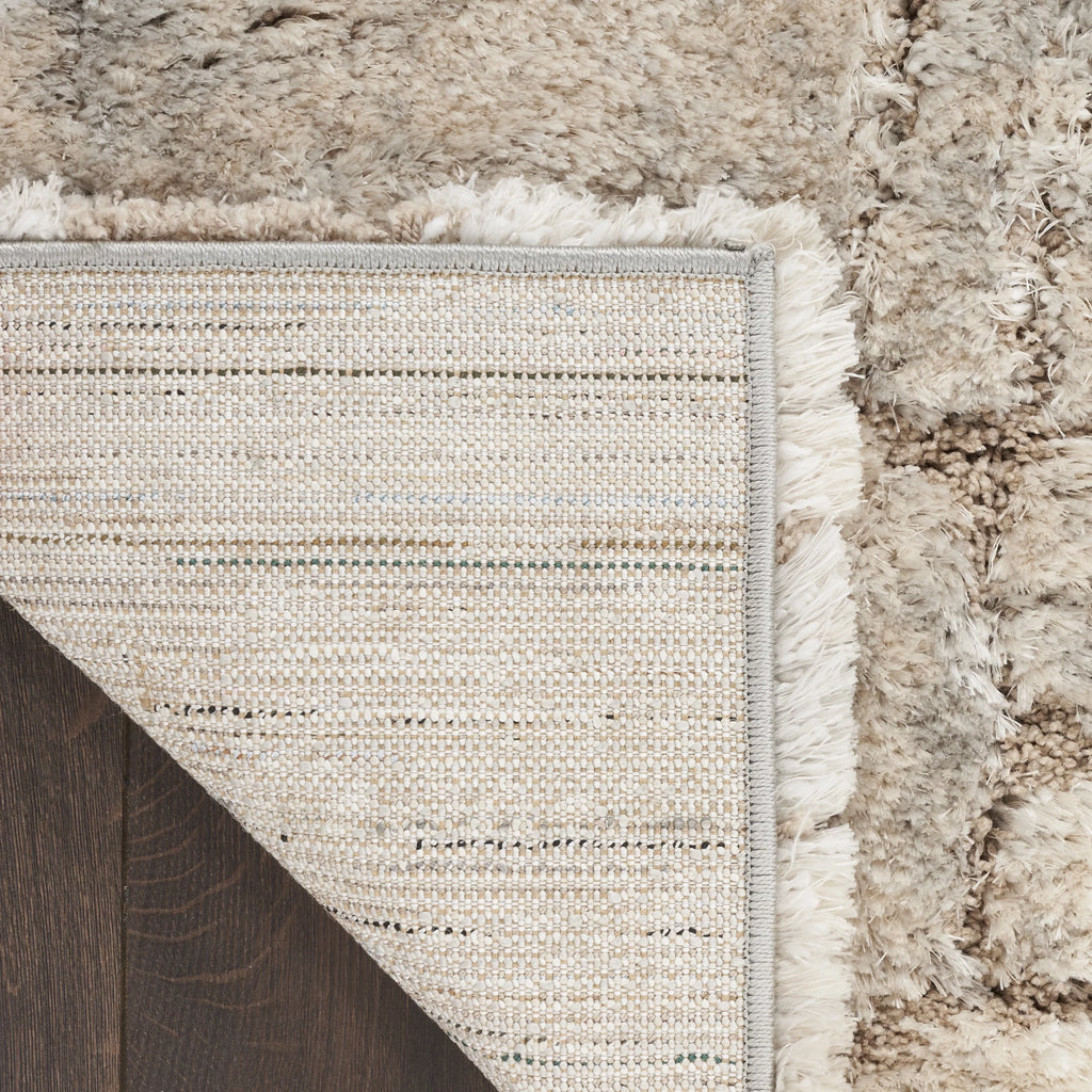 Ivory Beige Abstract Shag Area Rug 7'10" x 9'10" E520293