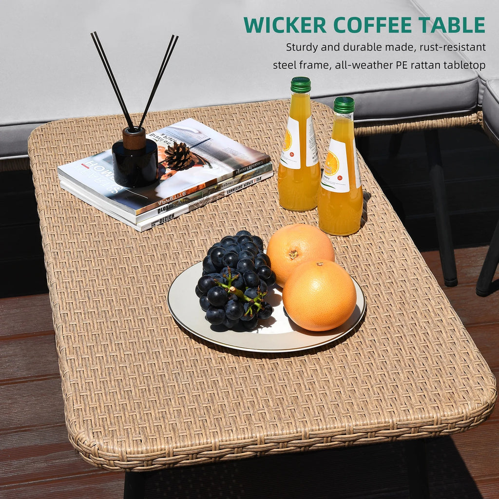 L-Shaped All-Weather Wicker Patio Sofa with Cushions R15532