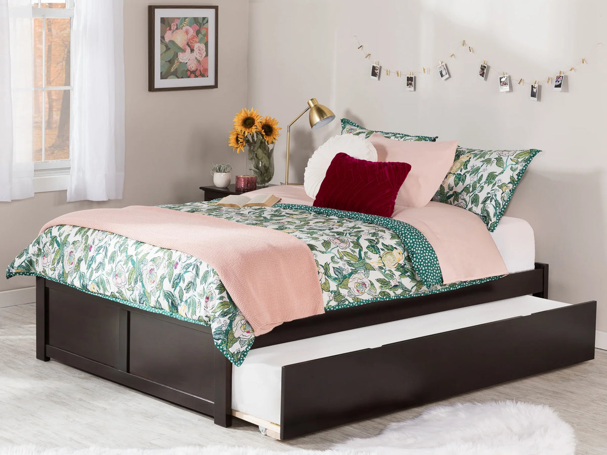 Full Platform Bed with Trundle Bed in Espresso N7828
