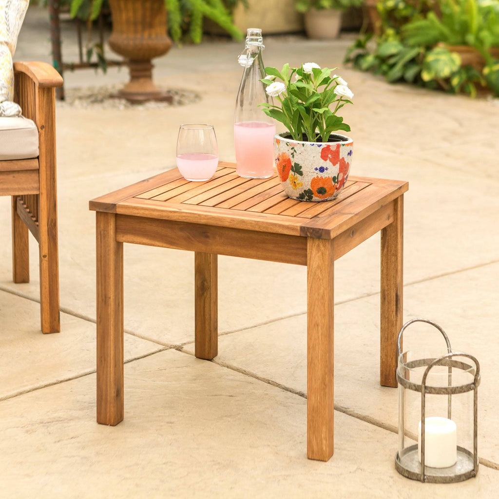 Brown 3-Piece Acacia Outdoor Chairs and Side Table Set D5084