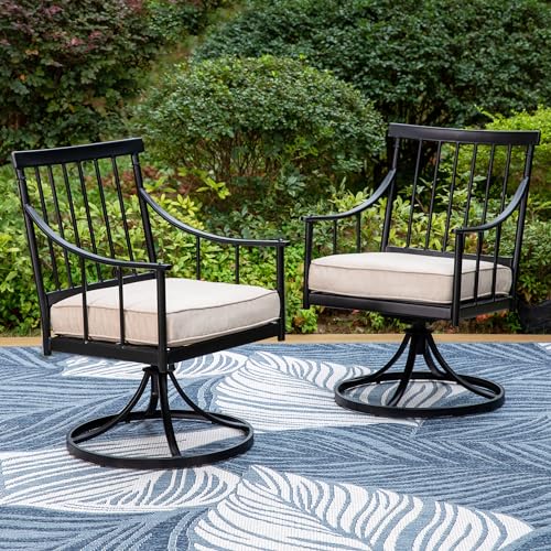 Set of 2 Beige Swivel Rocking Patio Chairs with Cushion B982449