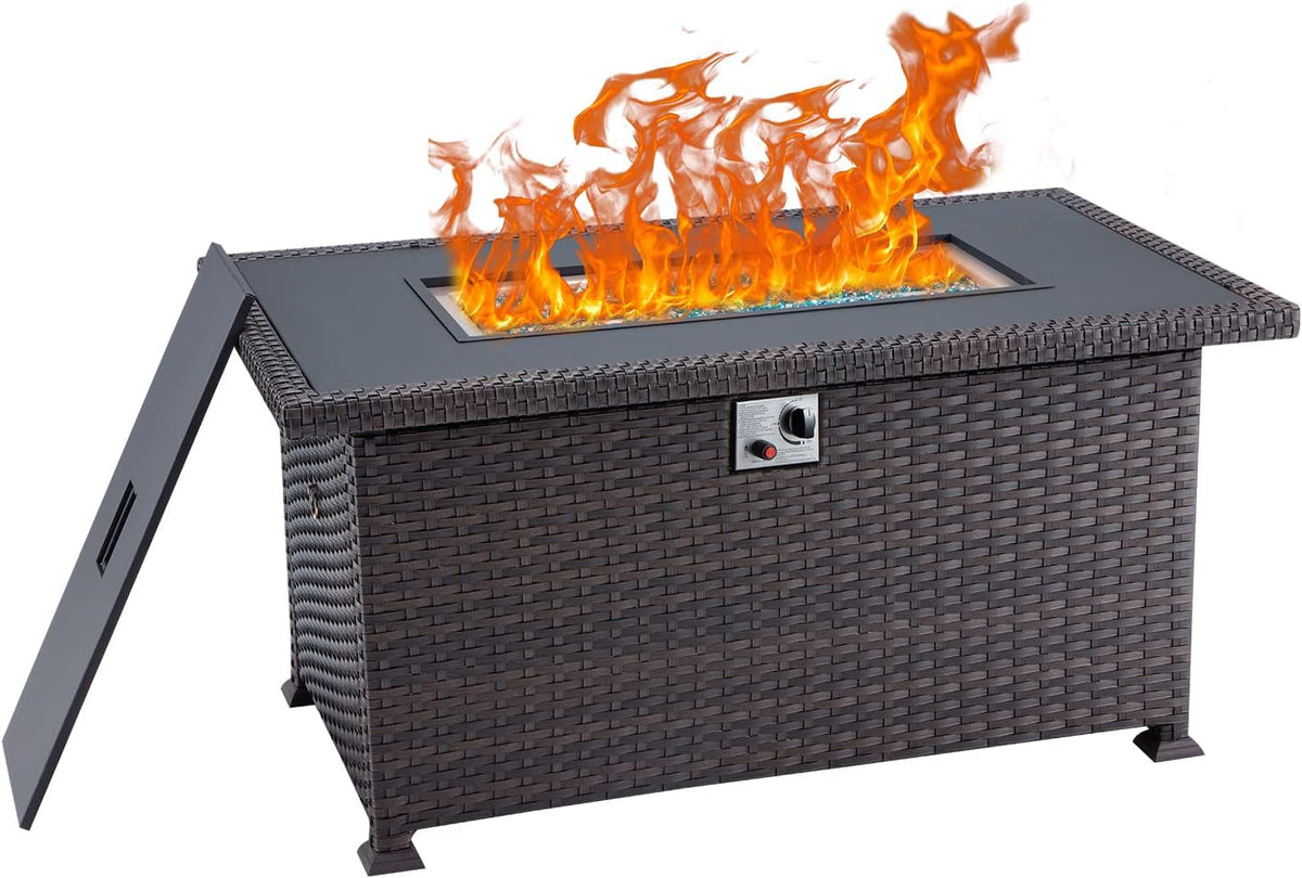 Propane Fire Pit Table 32in 50,000BTU Smokeless with Cover Brown Q580