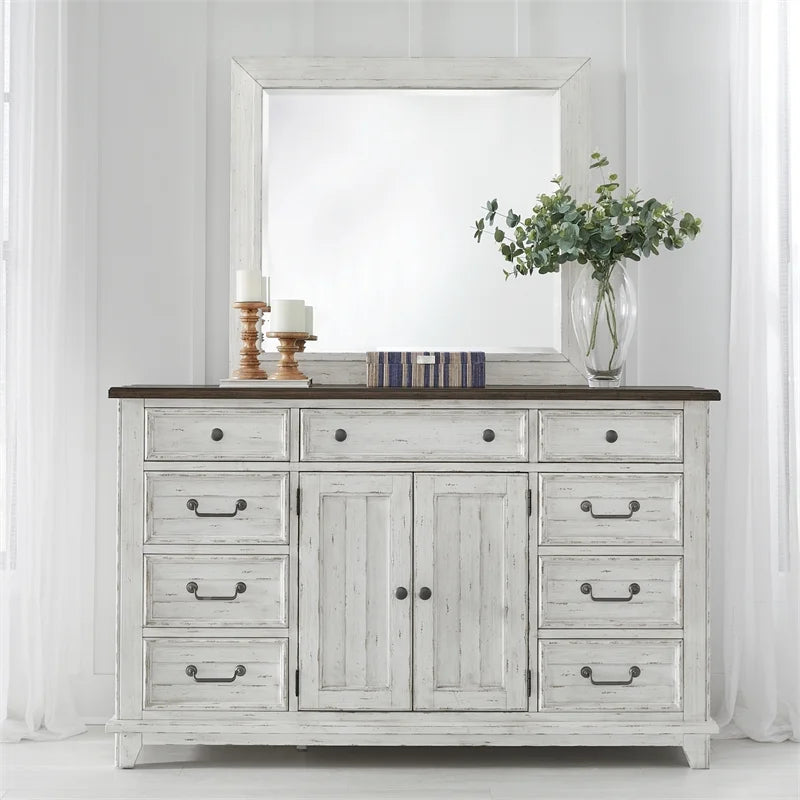 White 9 Drawer Dresser & Mirror G755579
