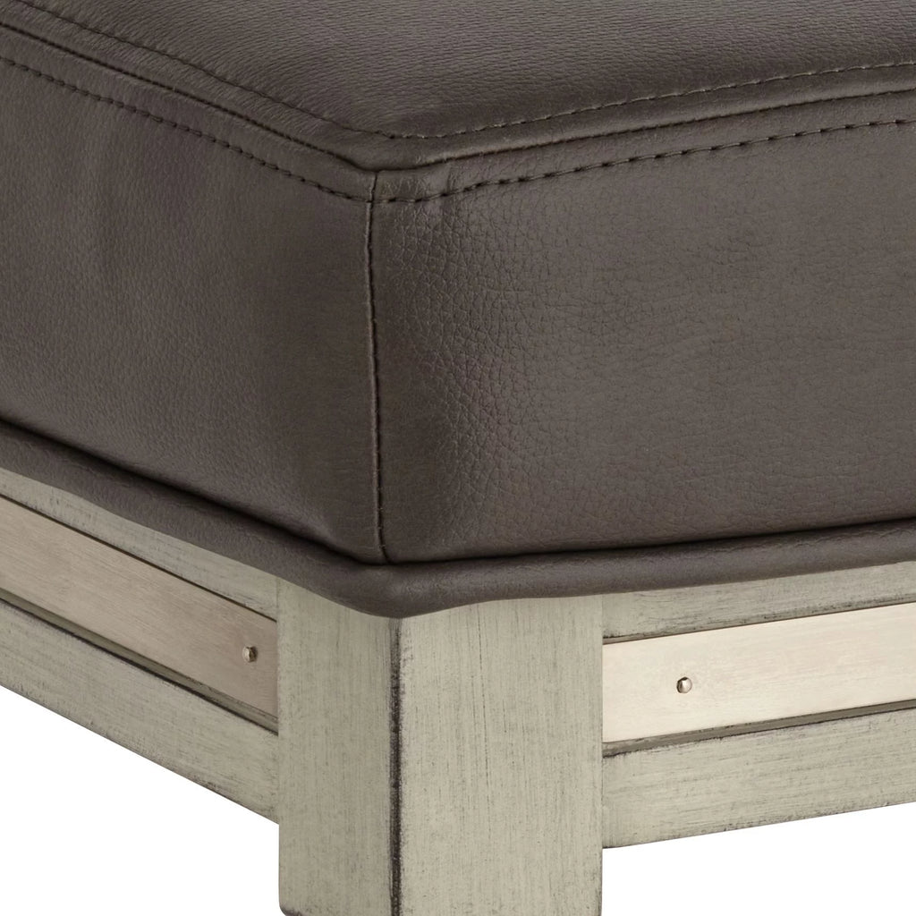 Wood Bar Stool Gray Faux Leather Footrest T83507