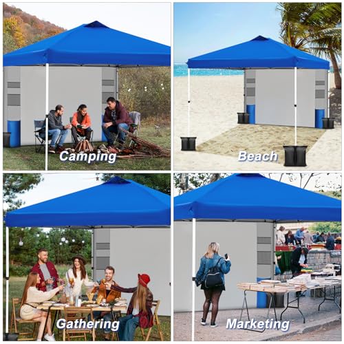 10x10 Pop Up Canopy Tent with 1 Sidewall and 6 Pockets Z59712
