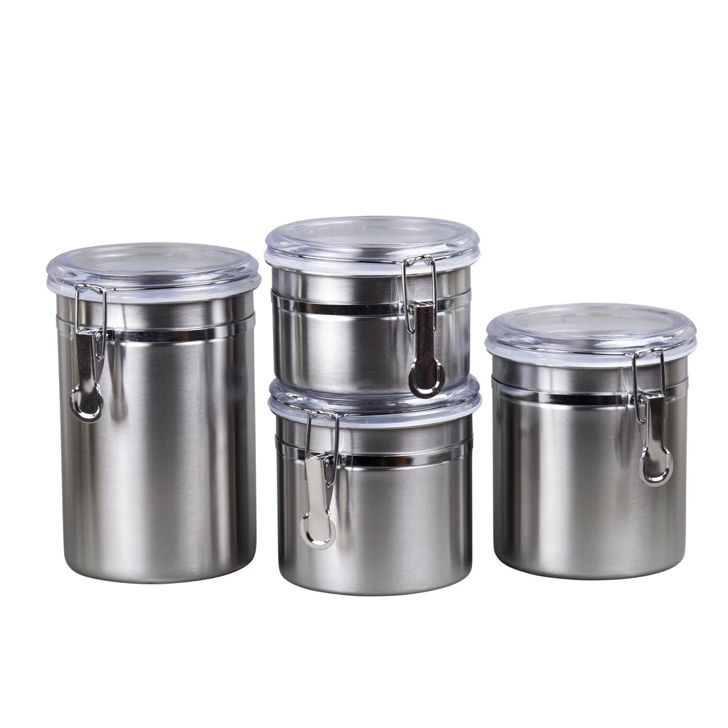 Set of 4 Stainless Steel Canister Set with Air Tight Lid U9185