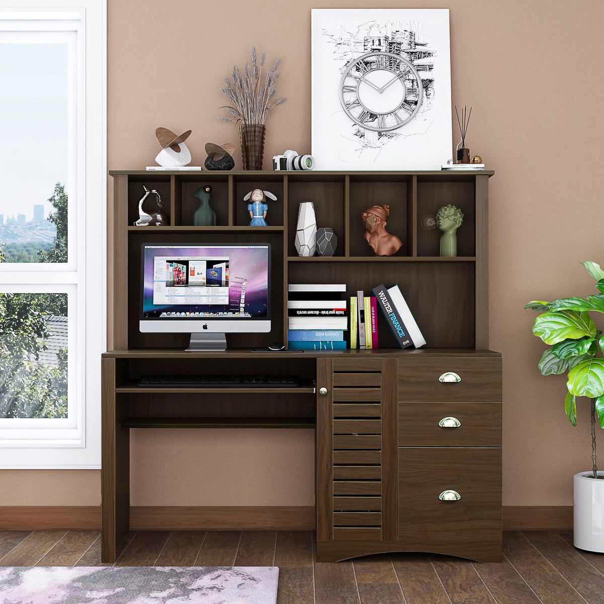 Computer Desk with Hutch L175599