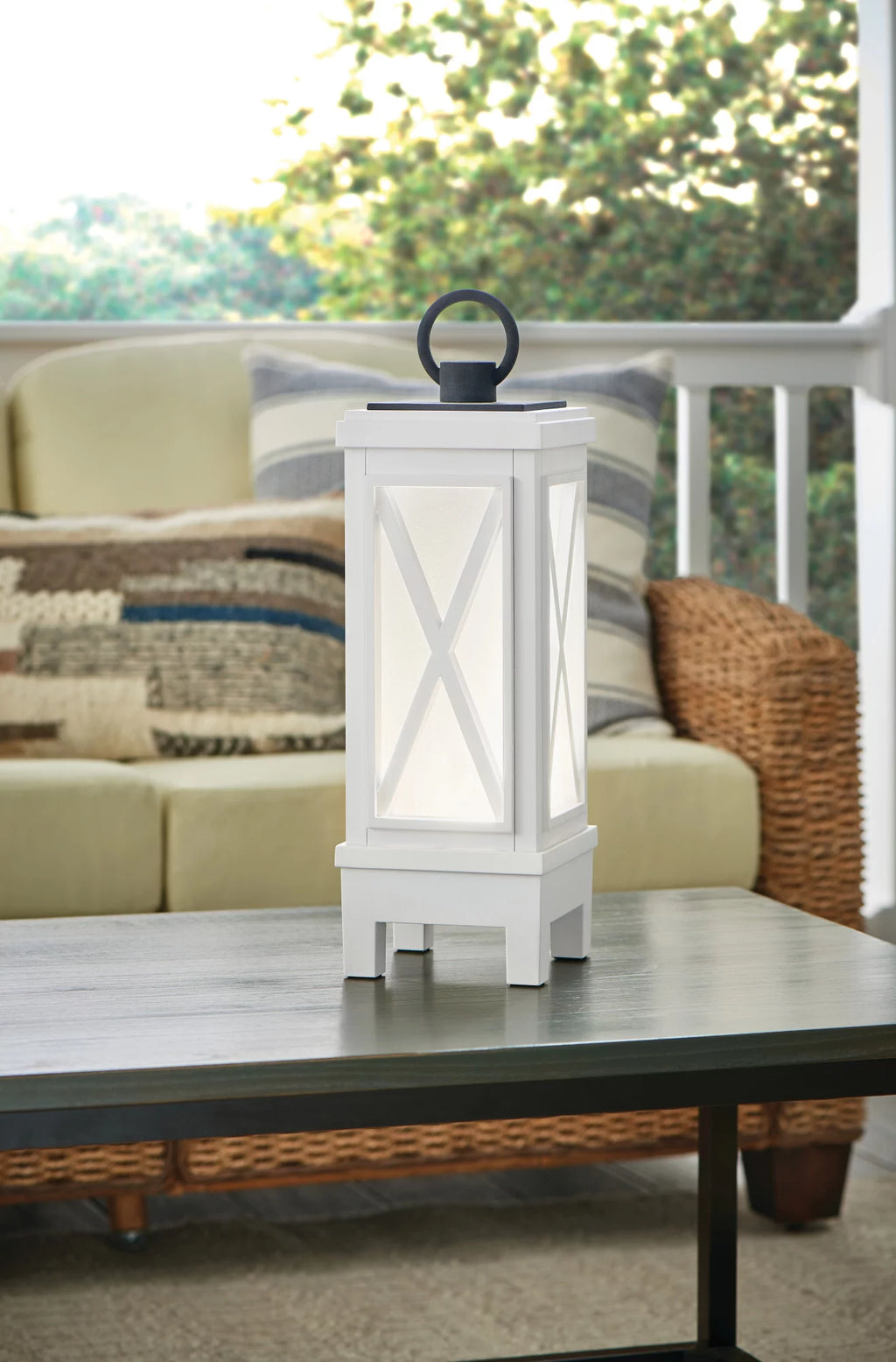 19" Tall Portable Outdoor Lantern Style Lamp - White T667778
