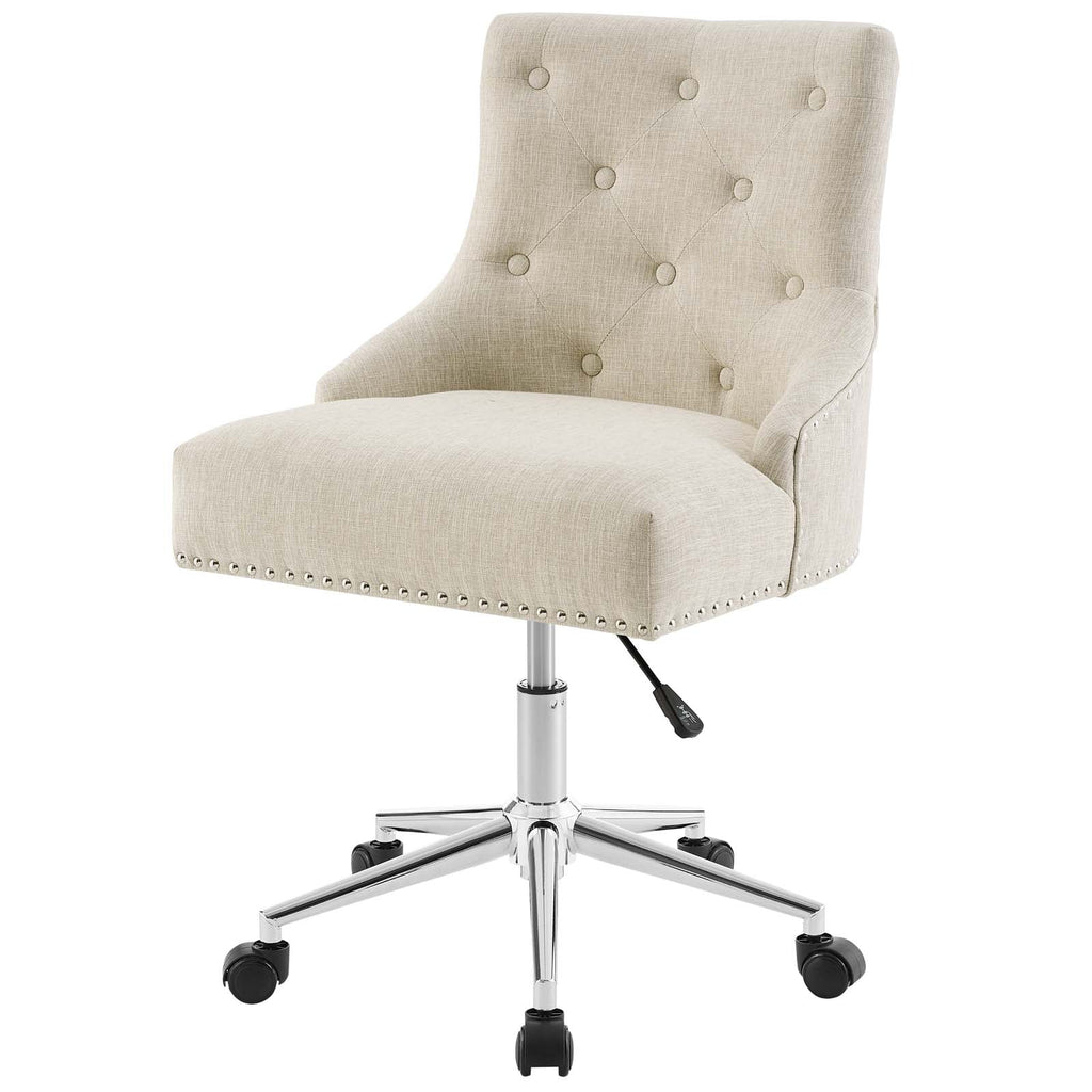 Beige Fabric Aluminum Work Desk Chair W80686