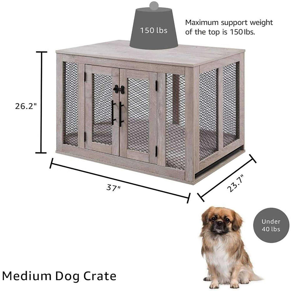 Dog Crate with Cushion and Tray C233591