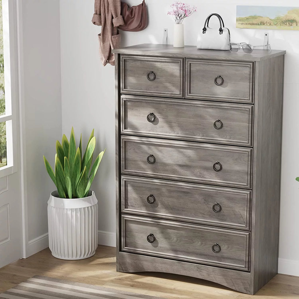6 Drawer Wood Dresser Y887