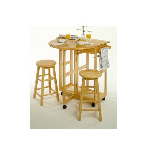Drop Leaf Breakfast Bar with Stools A27928