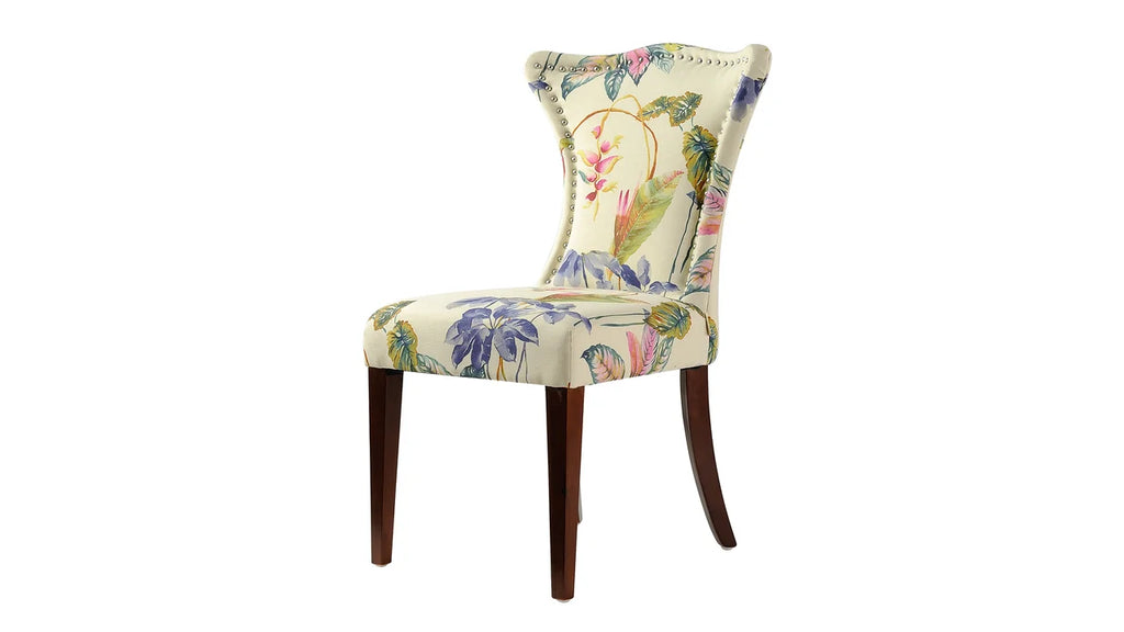 Off White Floral Fabric Accent Chair N45879