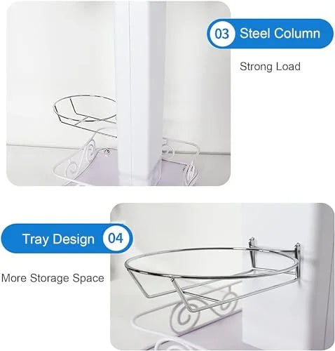 White Rolling Trolley Cart with Wheels and Storage Z90411