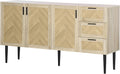 Oak Coffee Bar Cabinet with Drawers and Adjustable Shelves T33873