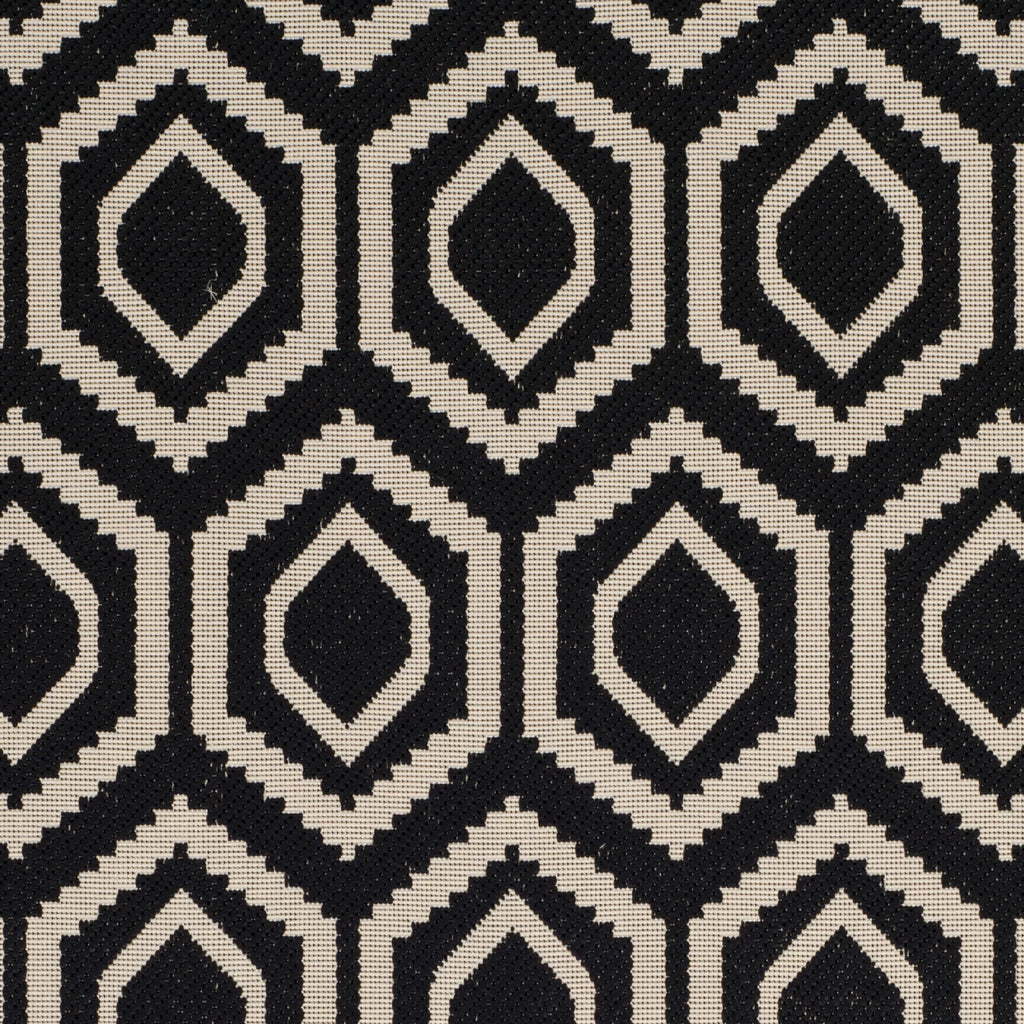 Black Beige Geometric Indoor/Outdoor Area Rug J346