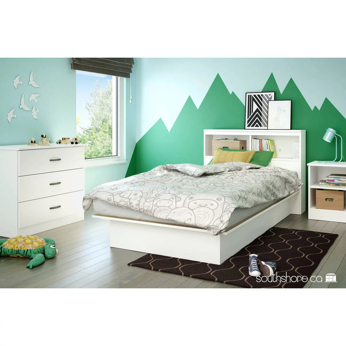 White 2-Shelf Nightstand K4962