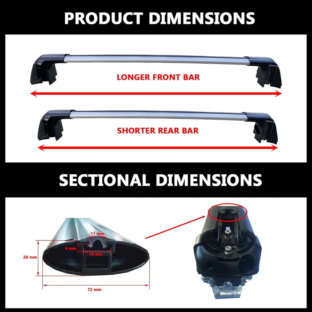 Lockable Roof Rack Crossbars with Flush Side Rails S29876