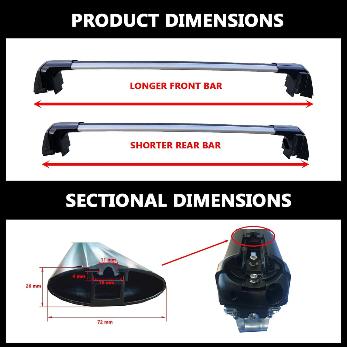 Lockable Roof Rack Crossbars with Flush Side Rails S29876
