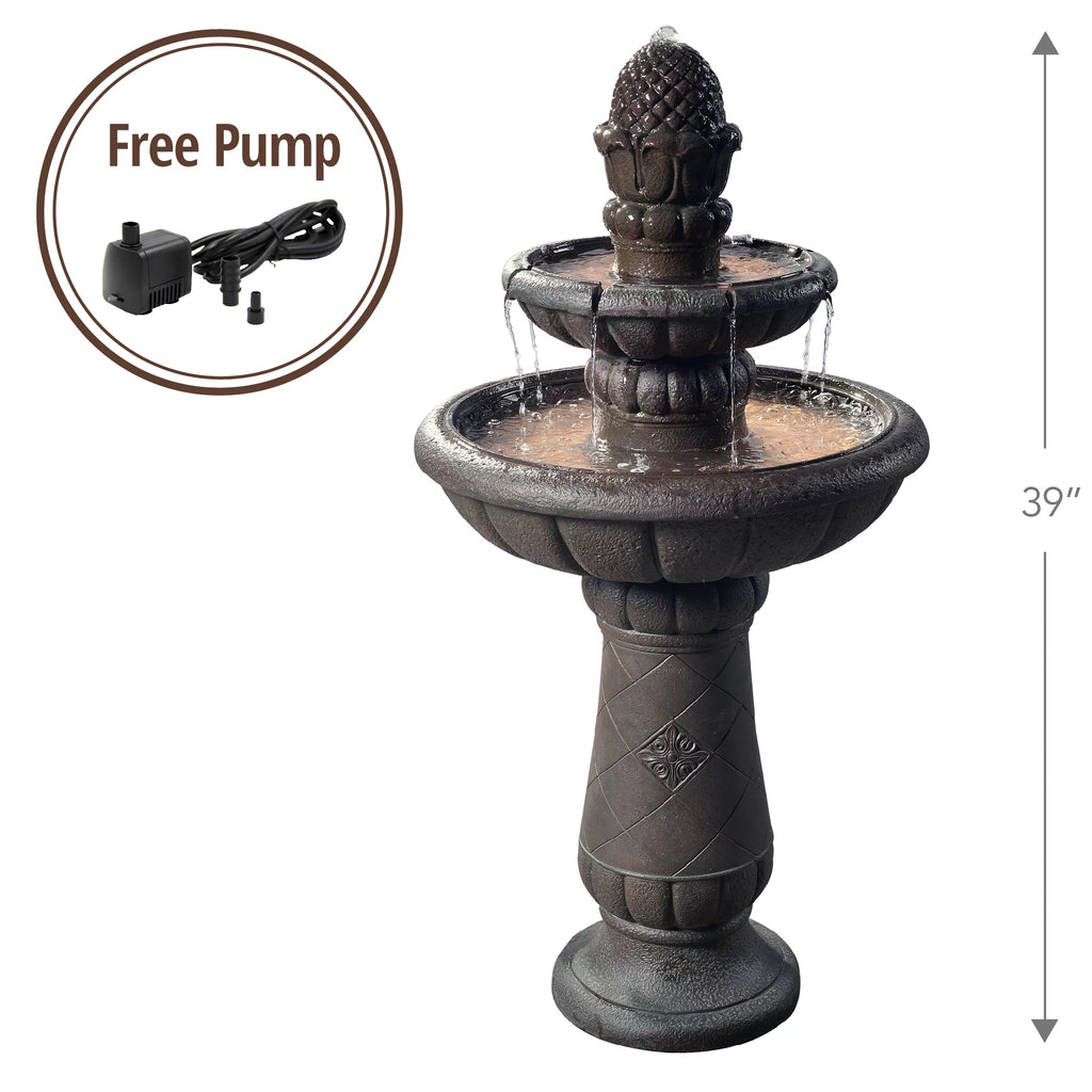 2-Tier Polyresin Pedestal Fountain K9251