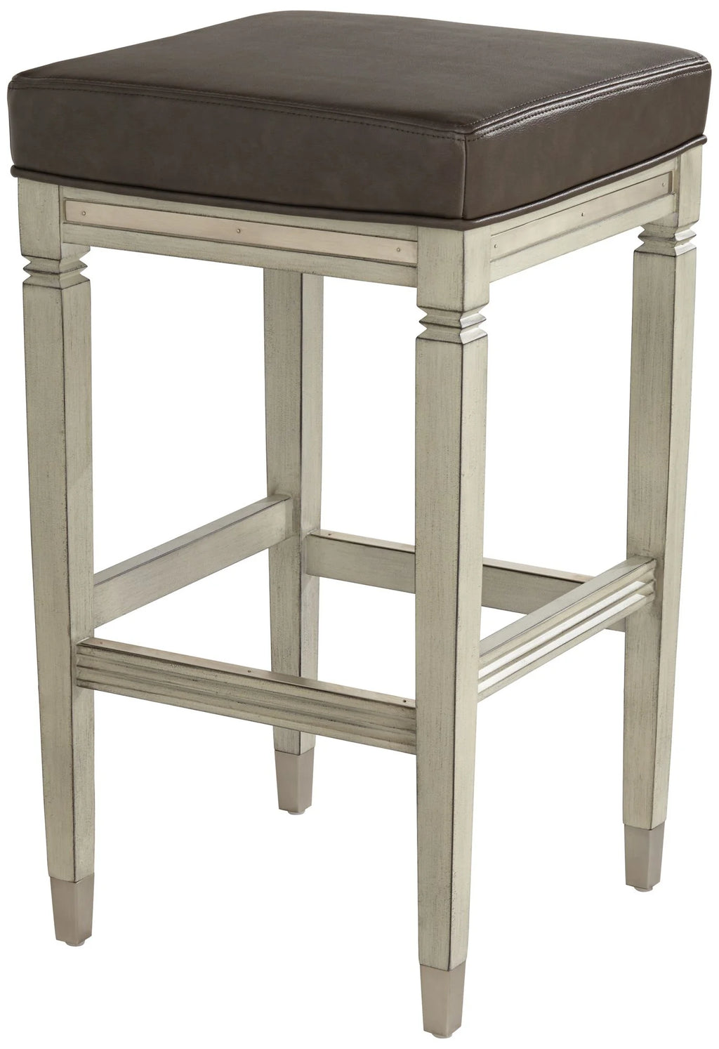 Wood Bar Stool Gray Faux Leather Footrest T83507