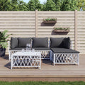 5 Piece Patio Set with Cushions White Steel F17375