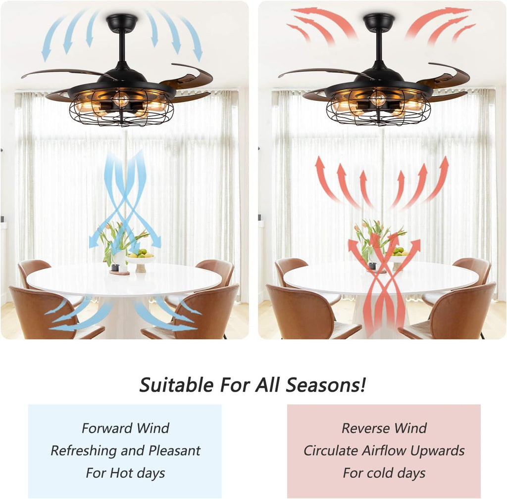Black Reverse Ceiling Fan with Remote B947933