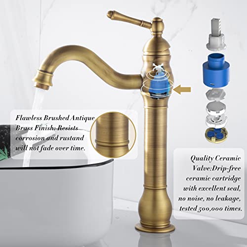 Single Hole Antique Brass Bathroom Vessel Sink Faucet K59260