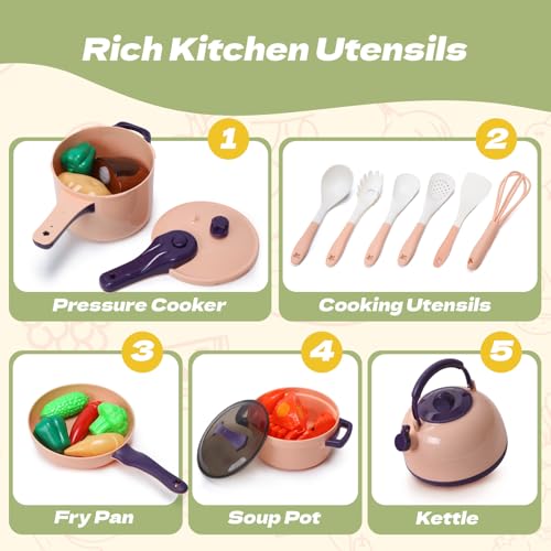 51 Pc Mini Play Kitchen Accessories Playset with Pots Pans Utensils I83562