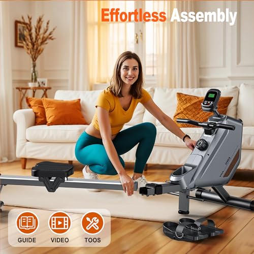 Quiet Magnetic Rowing Machine with Bluetooth and 360lb Weight Capacity Q1780