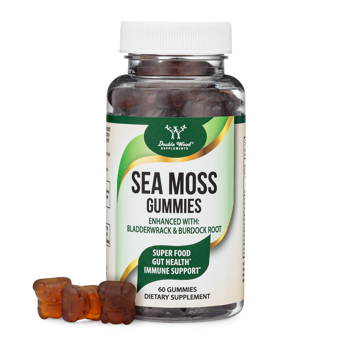 Sea Moss Gummies 3,000mg 60 Count Bladderwrack Burdock Root Non-GMO Gluten Free T191