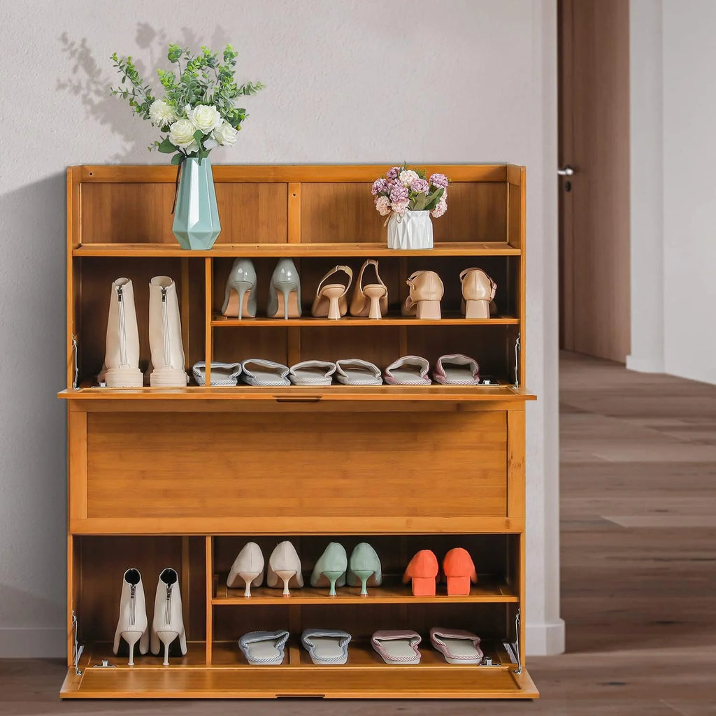Brown 7 Tier Bamboo Shoe Storage Organizer I503779