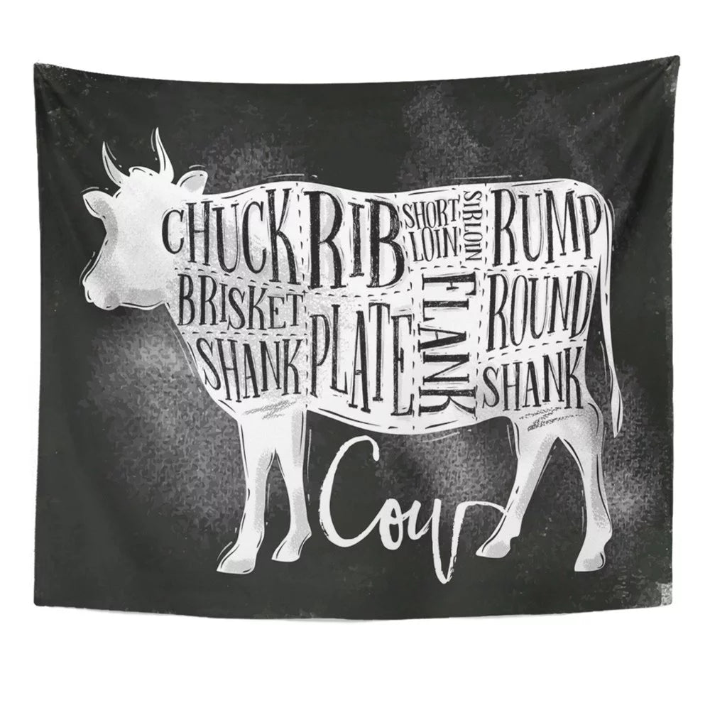 Beef Cutting Scheme Wall Art Hanging Tapestry 51x60 inch Q86980