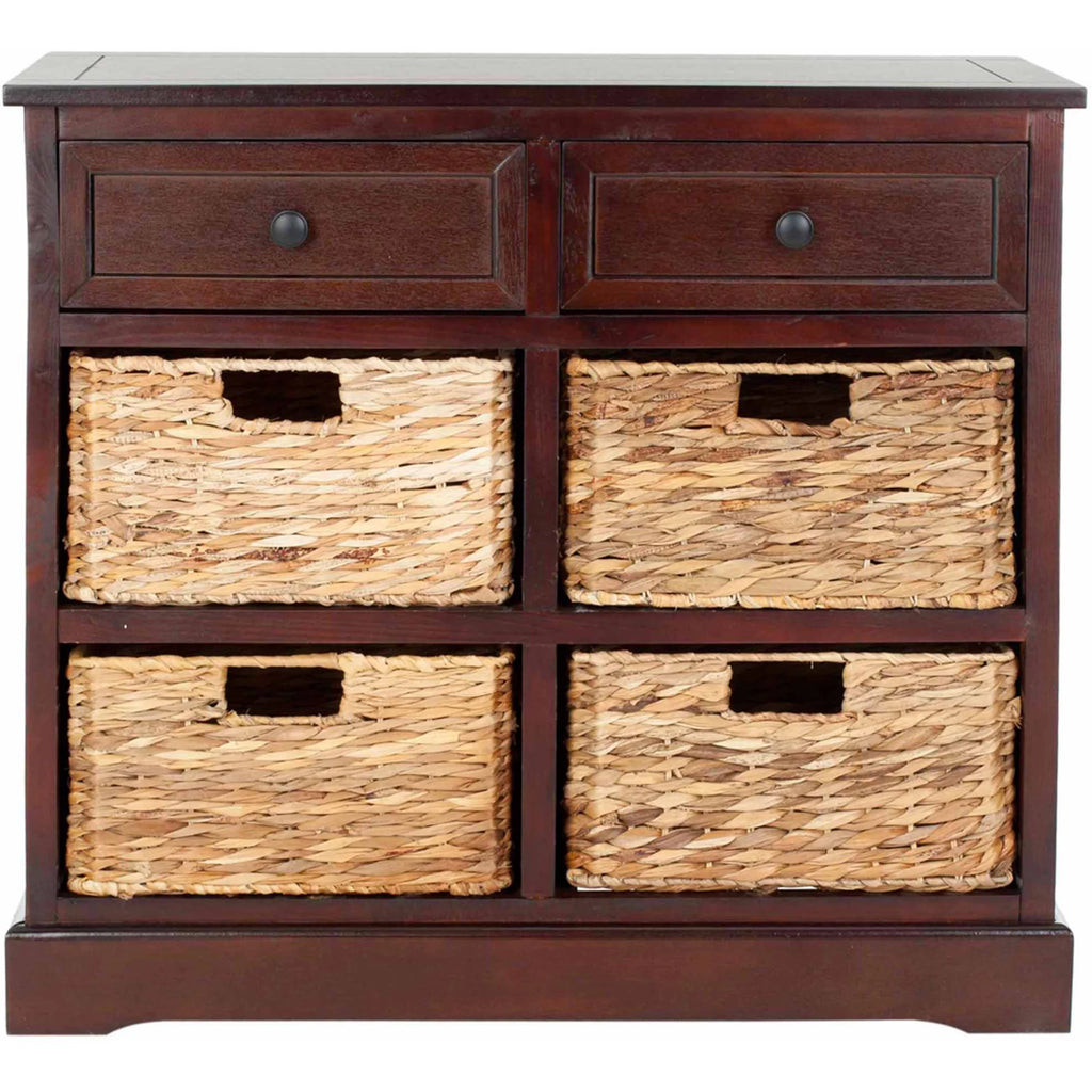 2-Drawer Storage Unit with 4 Wicker Baskets Z636260