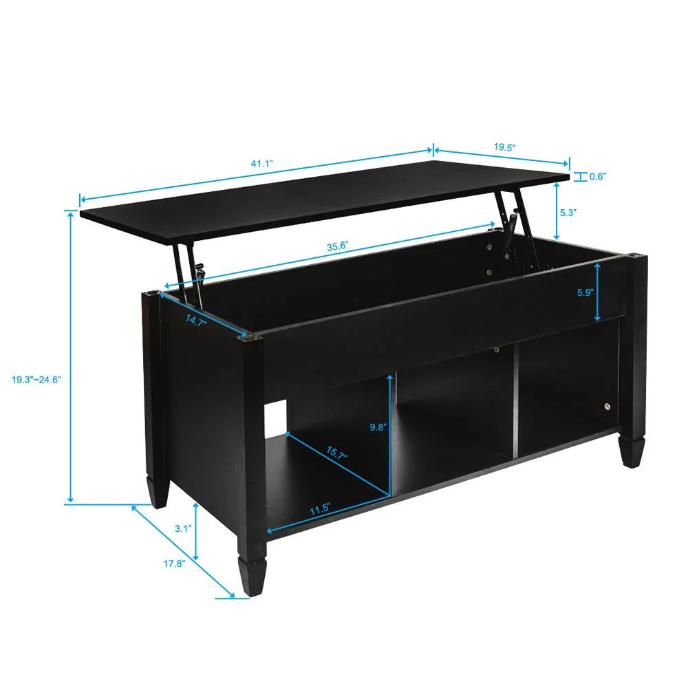 Lift Top Coffee Table with Hidden Compartment Black F498900