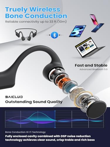 Bone Conduction Open-Ear Wireless Bluetooth Headphones with Microphones H78504