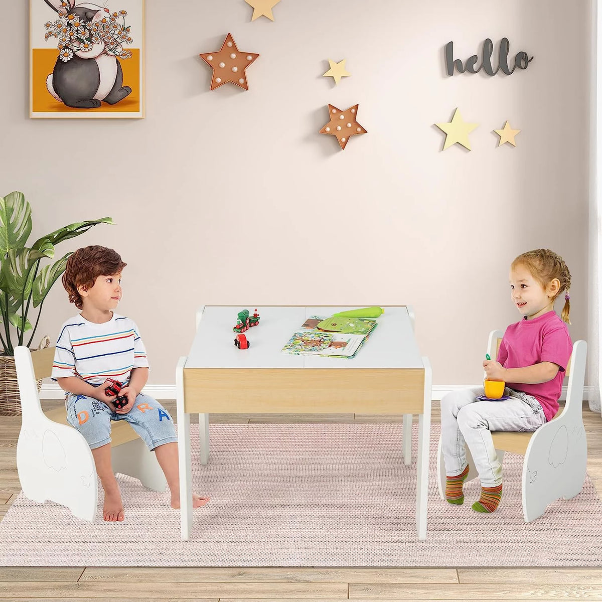 3 in 1 Kids Table and Chair Set with Storage I1084
