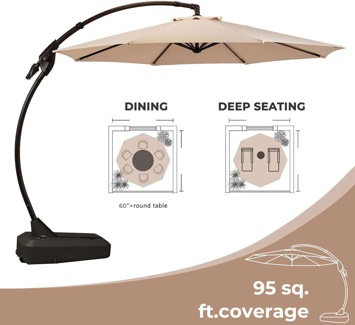11-Ft Outdoor Patio Umbrella with Base Y72667