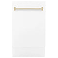 18 In. White Matte Dishwasher with Gold Handle J607