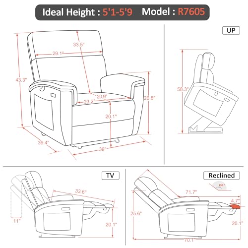 Dark Grey Power Lift Recliner Chair with Massage and Dual Heating K401561