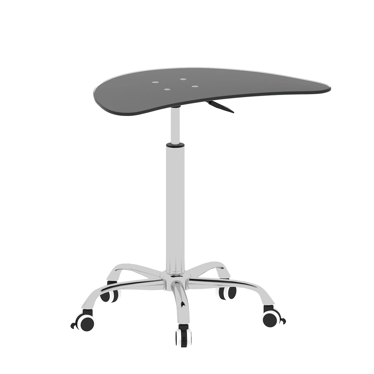 Adjustable Height Black Tempered Glass Table Desk with Lockable Wheels P626364